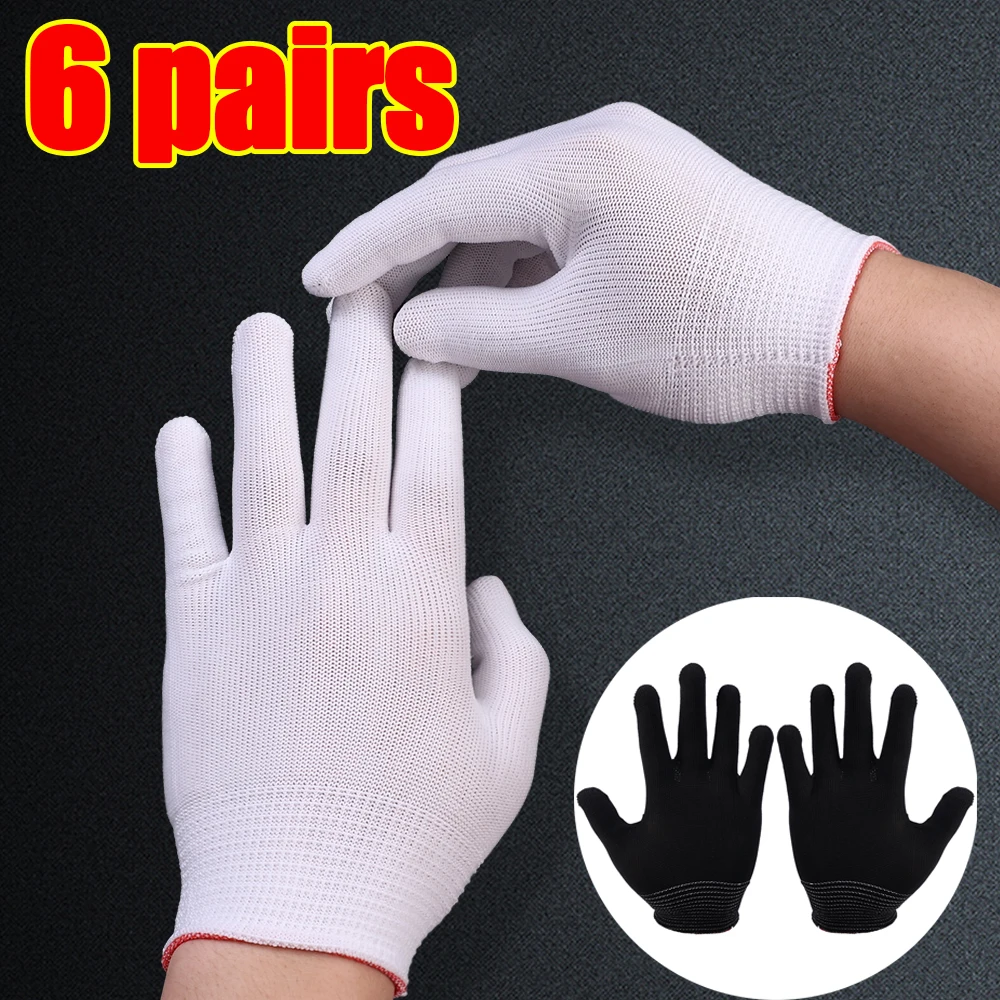 

White Black Thin Nylon Work Gloves Cotton Thread Working Polyester Yarn Protection Gloves for Painter Industrial Warehouse