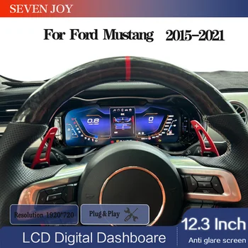 Panel de Instrumentos Digital de 12.3 Pulgadas para Ford Mustang (2015-2021), Odómetro, Tacómetro, Compatible con iOS y CarPlay 1