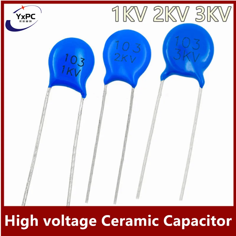 20pcs 1KV 2KV 3KV High voltage Ceramic Capacitor 5PF 10PF 20PF 22PF 33PF 68PF 100PF 150PF 220PF