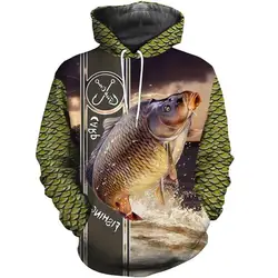 New Men's Carp Wild Fishing Pattern Hoodies 3D Printed Hooded Sweatshirt Men Women Casual Funny Tracksuit Oversized Sudaderas
