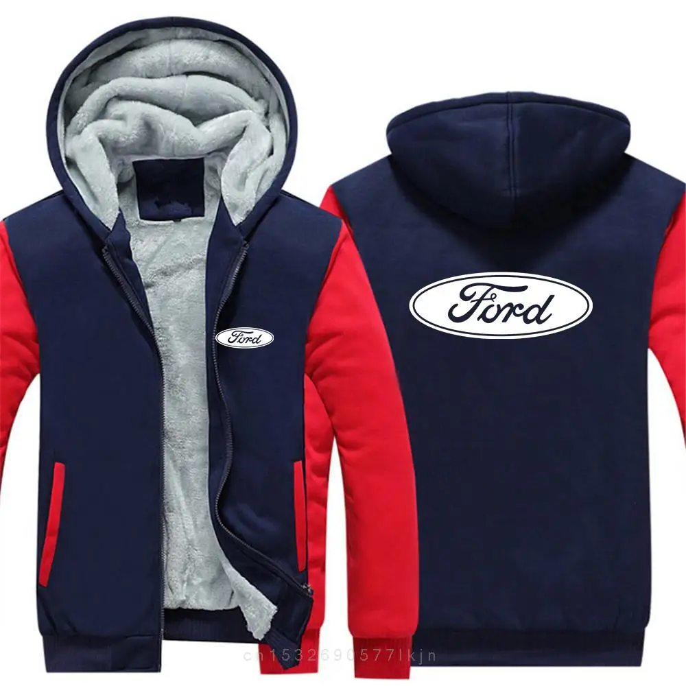 Sweatshirt Coat Pullover Tops Ford car logo 2022 Men's New Winter Long Sleeves Print Thicken Warmer Jacket Sport Hoodies Zipper 5