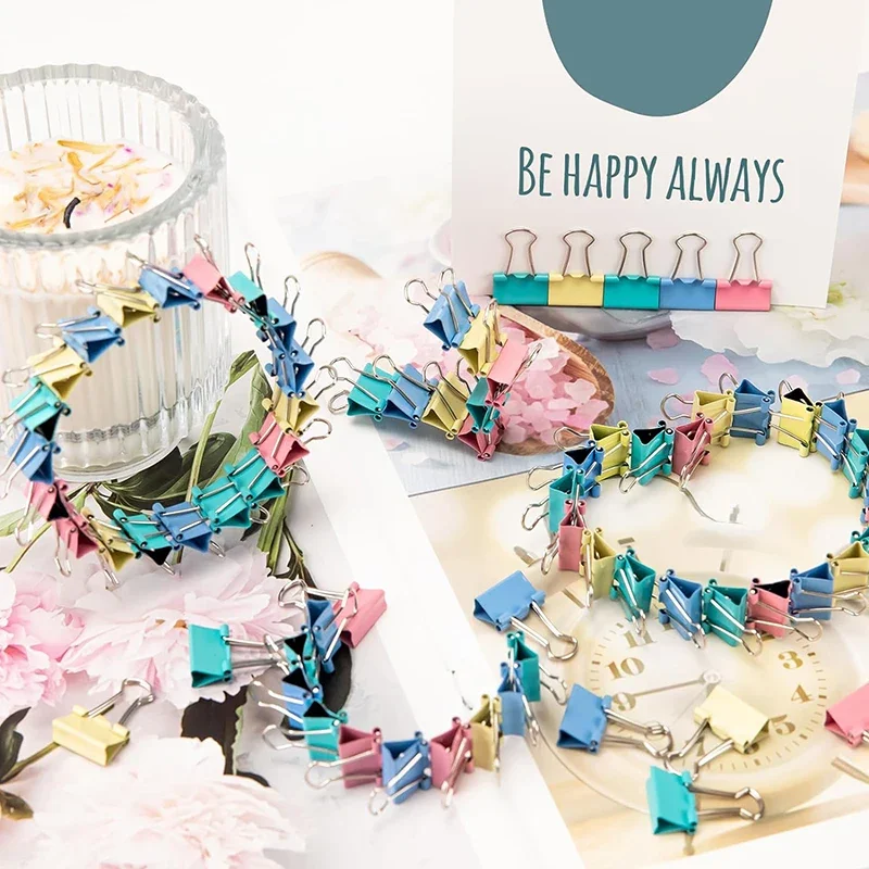 5-30Pcs 금속 바인더 클립 책에 사용되는 다채로운 파일 종이 클립 문구 클립 학교 사무용품 15/19/25/32/41/51mm