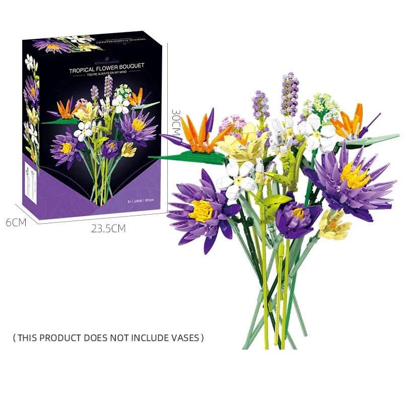 891PCS Romantic Flower Bouquet Building Blocks Eternal Flower Plant Assemble Bricks Creative Desktop Decoration Girls Gifts Toys 6