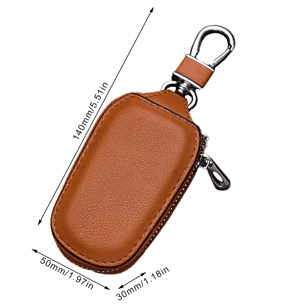 Leather Car Key Wallets Men Key Holder Housekeeper Keys Organizer Women Keychain Covers Zipper Key Case Bag Unisex Pouch Purse