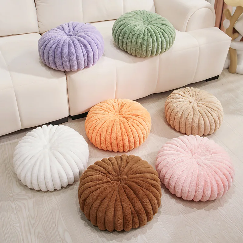35x35x15cm 스트라이프 플러시 호박 모양 원형 시트 쿠션 솜털 장식 쿠션 소파 의자 실내 바닥 장식 할로윈 선물