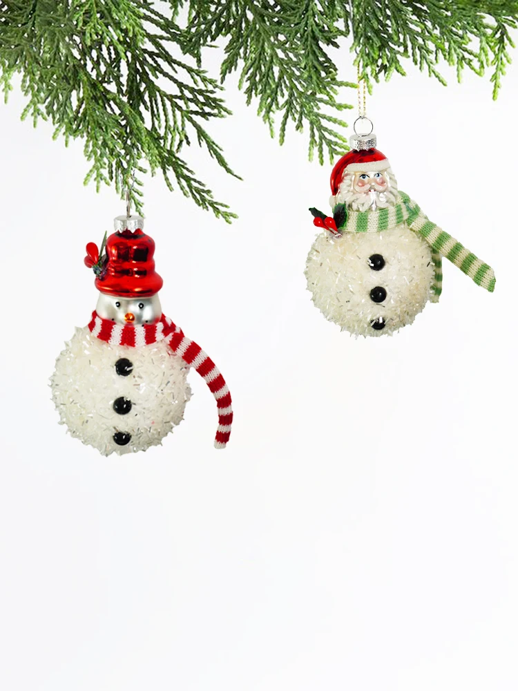 Christmas Santa Claus Pendant Glass Snowman Ornaments