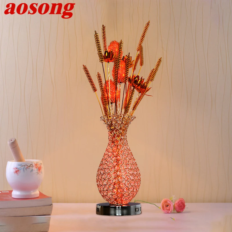 

AOSONG Modern Vase Table Lamp Fashionable Art Black Iiving Room Bedroom Hotel LED Aluminum Wire Decorative Desk Light