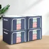 1PC Oxford Cloth Storage Box Fabric Folding Steel Frame Box Quilt Bag Clothes moisture-proof Organising Box Large Size 1
