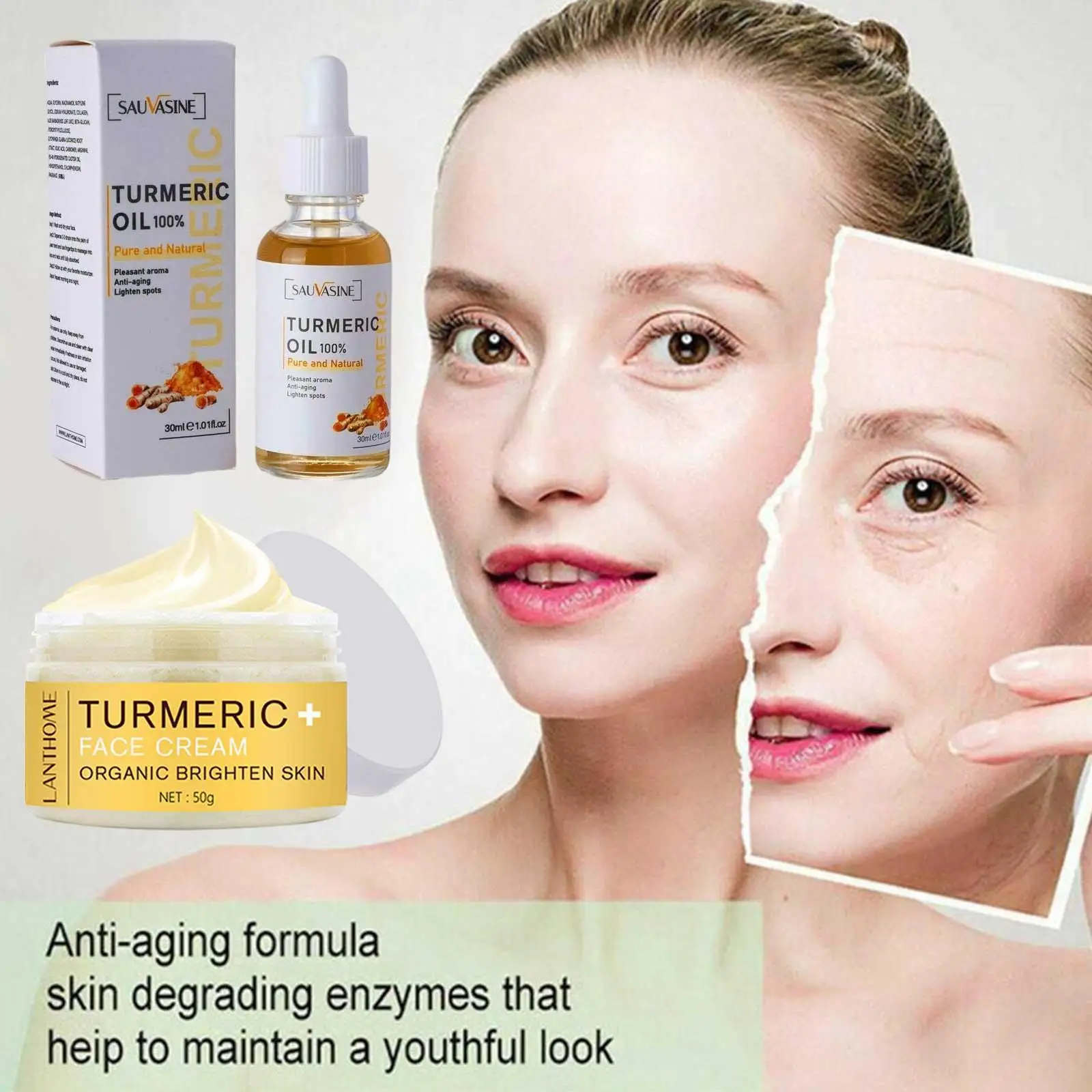Lanthome Cosmetic Organic Whitening Cream Face Body Eye Turmeric Anti
