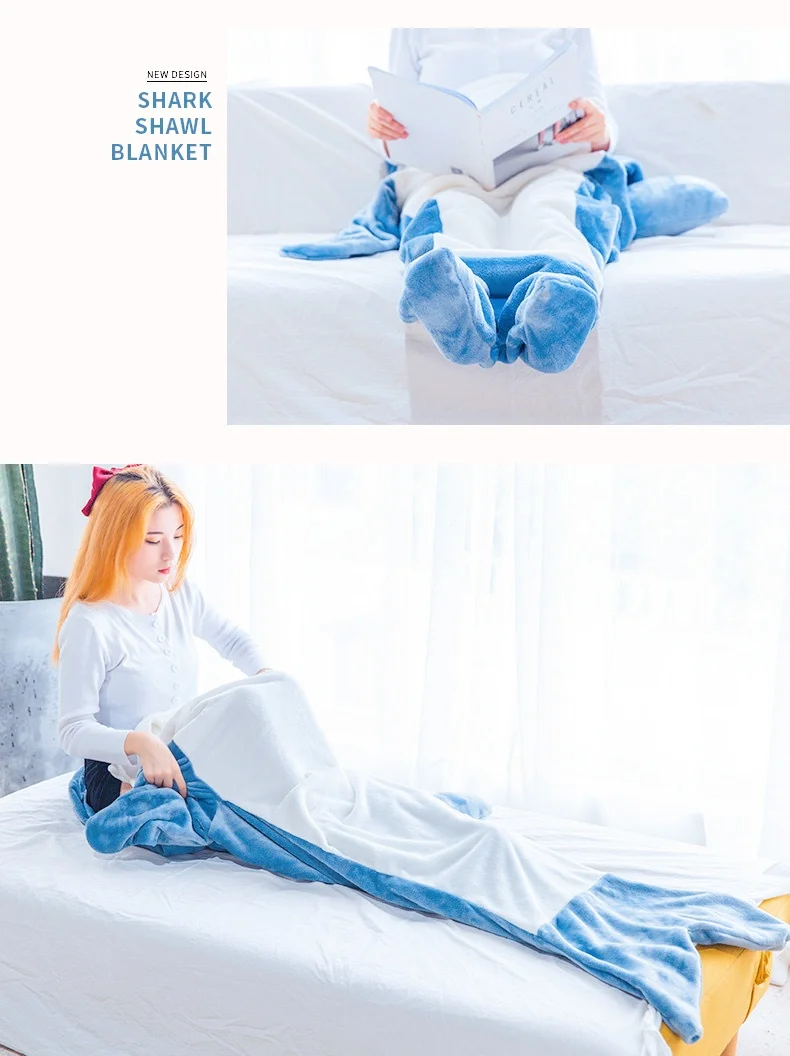 Cartoon Shark Pajamas Playsuit Kids Parents Hooded Warm Flannel Blanket Pajamas Homesuit Funny Homewear For Slumber Party Children Pajama Set