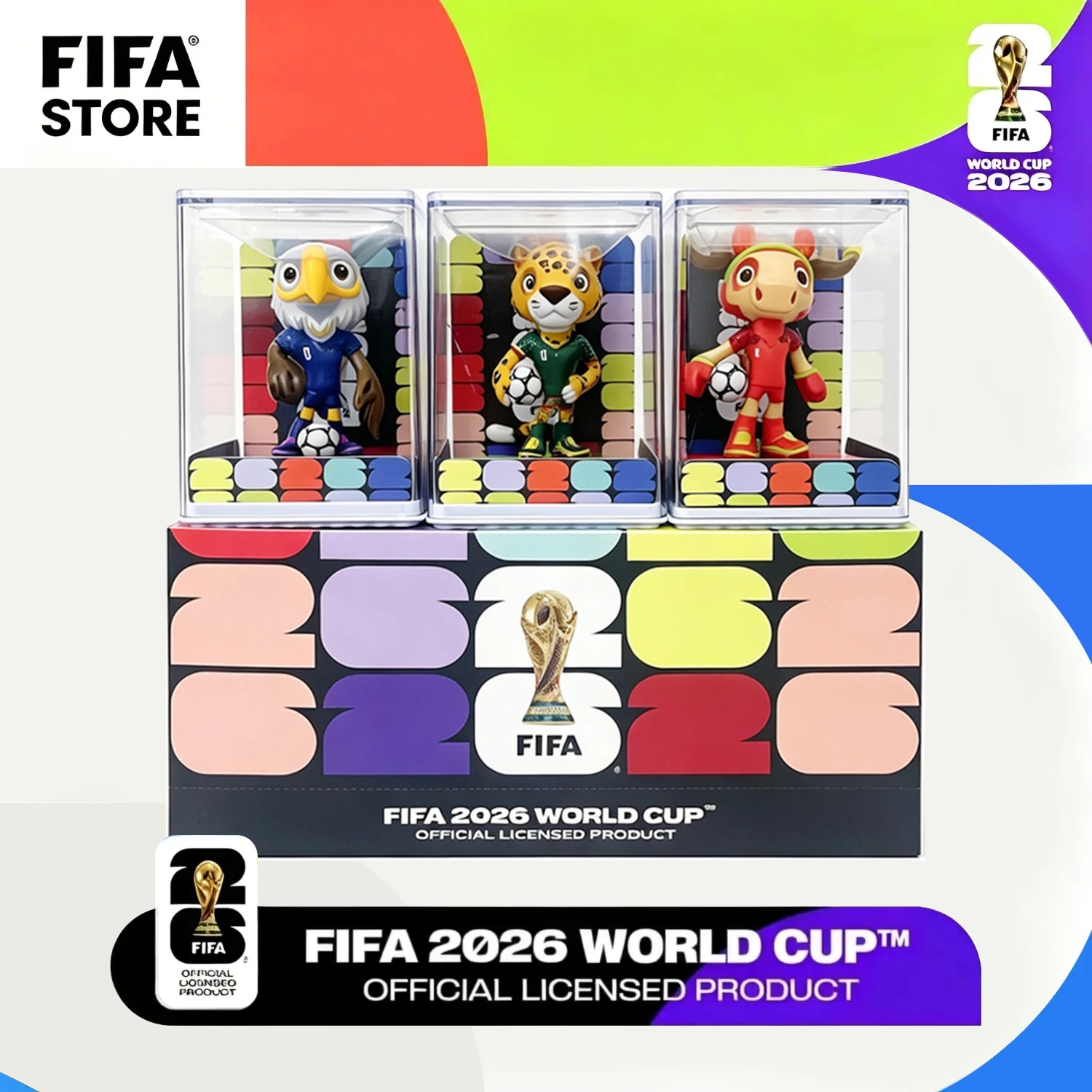 FIFA Official Licensed 2026 World Cup Mascot 3-Piece Collectible Set, Fan Memorabilia - Maple & Zayu & Clutch /9cm/3.54inch 9DZB
