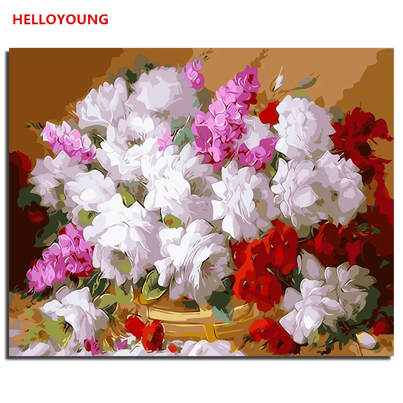 

Flower Gardenia Bloom DIY Handpainted Oil Painting Digital Painting by numbers oil paintings chinese scroll paintings Home Decor