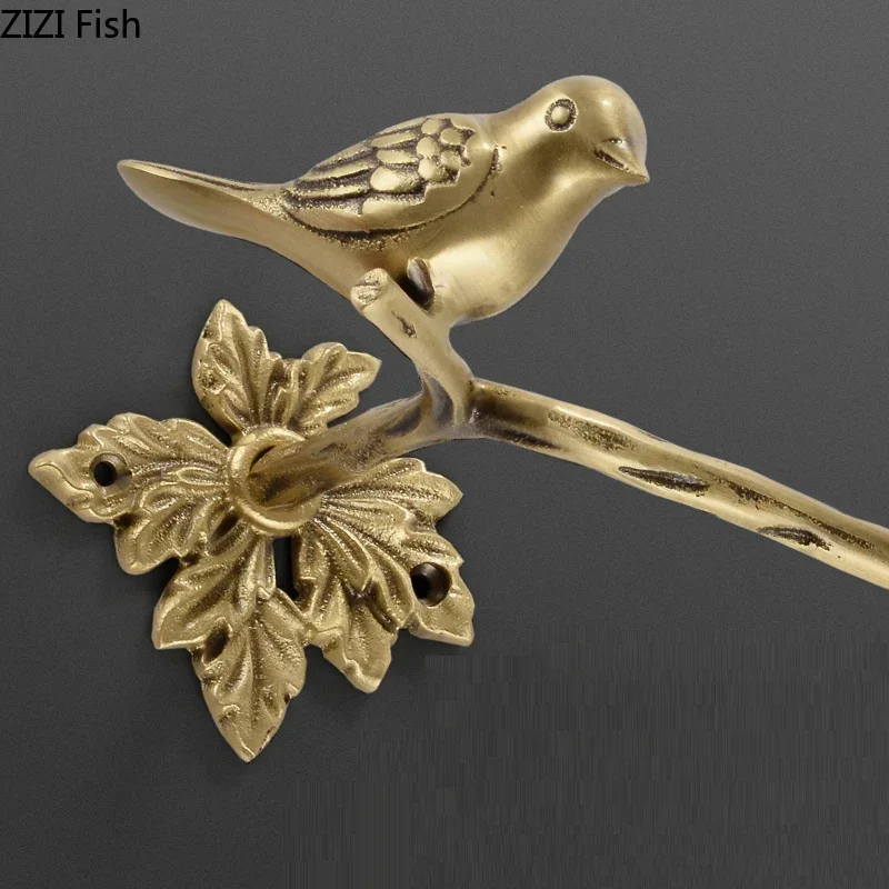 American Copper Bird Decoration Towel Bar Towel Rack Bathroom Toilet Paper Storage Wall Animal Metal Bathroom Accessories