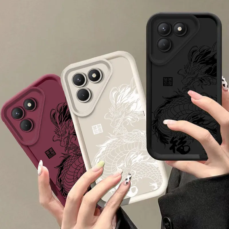 Fashion Dragon Totem Silicone Shockproof Case