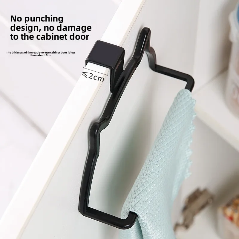 Cute little cat towel rack without punching holes single pole door back hook bathroom storage rack kitchenware towel rack 3