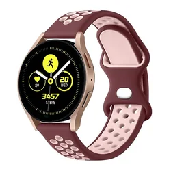 Silicone 20mm Watch Strap - Unisex Bracelet - 20mm Large (Wine red - pink)