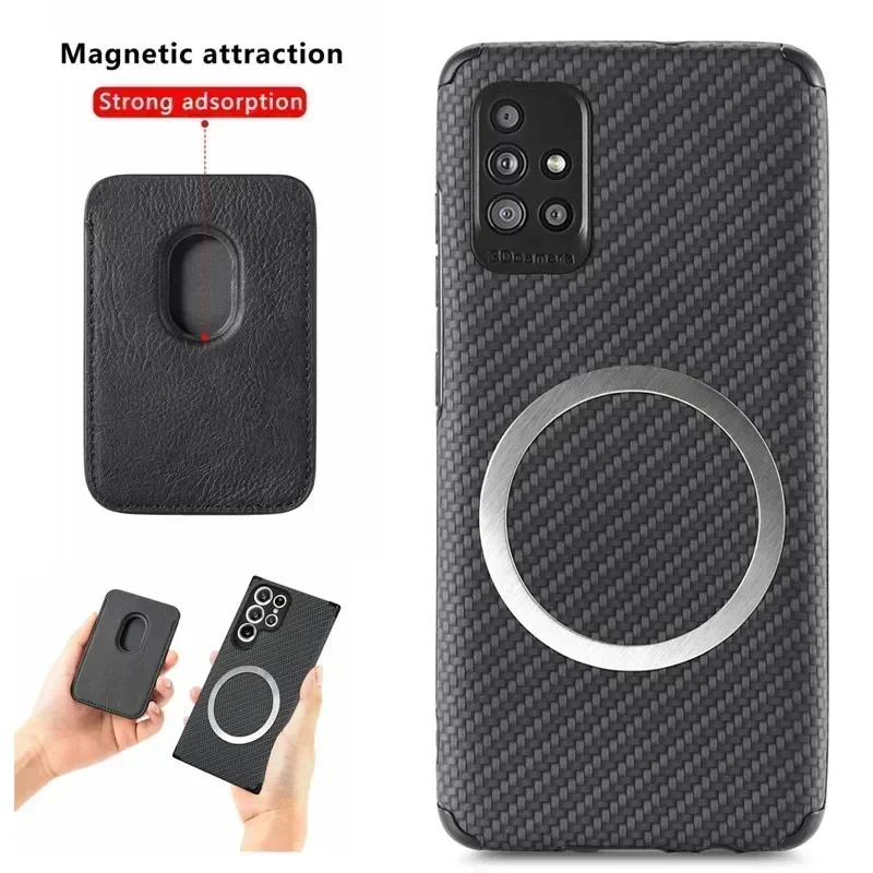 Enhanced Carbon Fiber Magnetic Wallet Case with MagSafe Card Holder