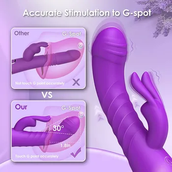 Thrusting Dildo Rabbit Vibrator G Spot Clitoral Stimulator 10 Vibration & 3 Thrust Massager Warming Magic Wand Sex Toy For Women 3