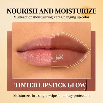 QIBEST Natural Sheer Lip Balm Moisturizing Honey Lipstick Tinted Lip Plumping Balm Smooth Enhancing Natural Color Lip Care 2