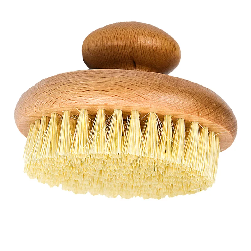 Sisal Bristles Round Bath Shower Body Exfoliating Brush Natural Beech Wood Handle Dead Skin Remover Back Scrubber Massage Tool 4