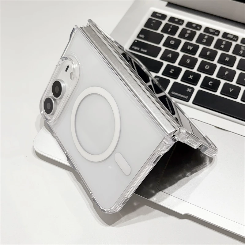 Crystal Clear Magnetic Phone Case with Shockproof Protection and Wireless Charging Compatibility