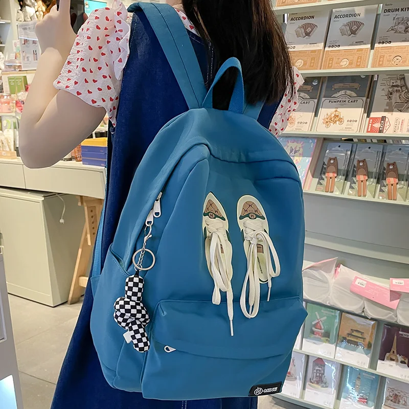 New Women Laptop Shoelace Kawaii School Bag Lady Pink College Backpack Female Cute Student Bag Girl Travel Book Backpack Fashion