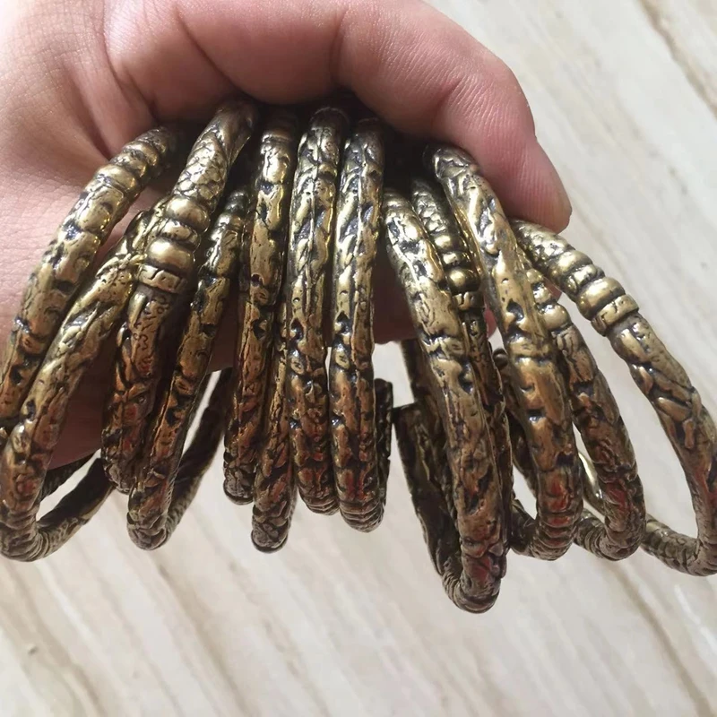 Punk Brass Dragon Bangles Bracelet for Men Jewelry Fashion Accessories Retro Solid Copper Unique Animal Cuff Bracelets for Women