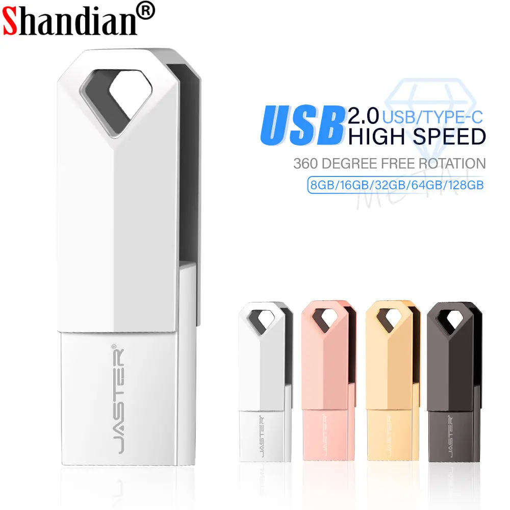 

SHANDIAN Metal USB Flash Drives 2.0 64GB 100% Real Capacity Waterproof Pen Drive 32GB Free Custom Logo Creative Gift U Disk 16GB