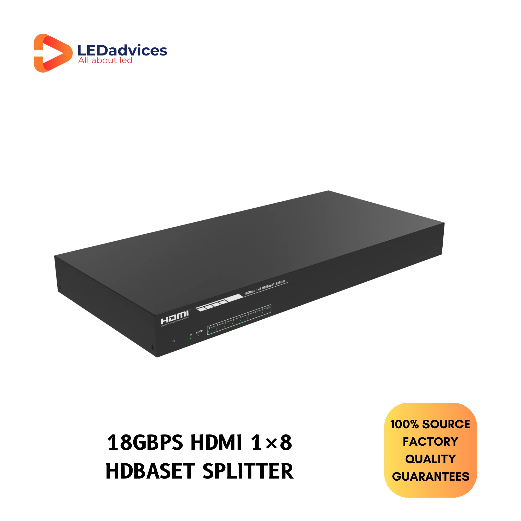 Разветвитель 1x8 4K60 HDBaseT HDMI 150m 492Ft, HDC-SPB18H150