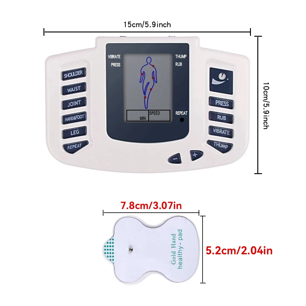 Digital 8 Mode Best EMS Electric Muscle Stimulator Body Physiotherapy TENS Massager Pulse Meridian Therapy Instrument Relaxation