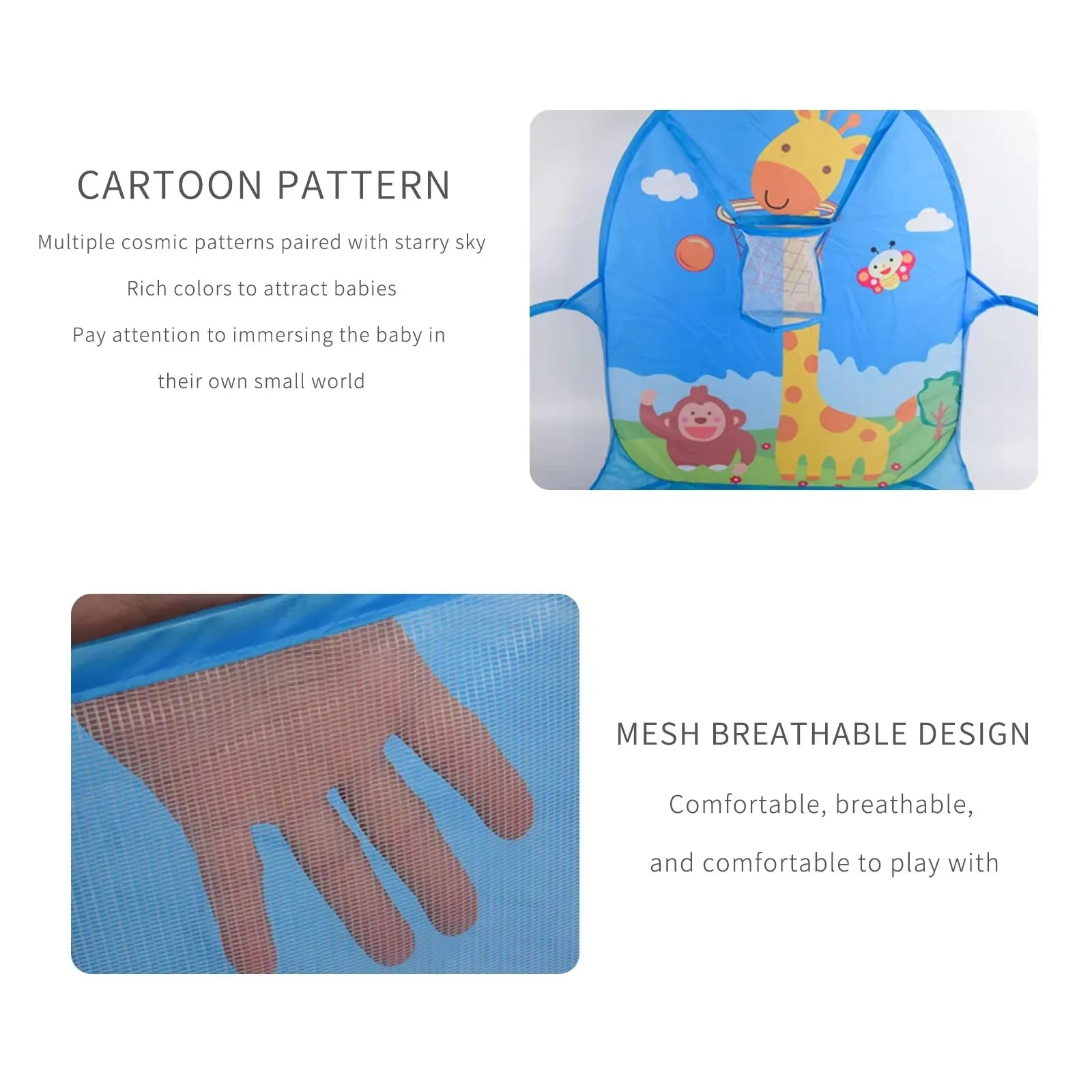 Curved Deer Cartoon Pattern Children's Ocean Wave Pool, Foldable Indoor And Outdoor Portable Toys