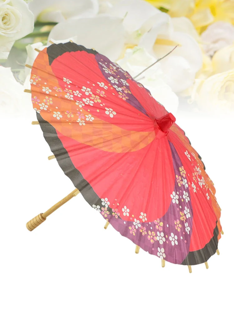 *Japanese Style Paper Umbrella Mini Decorative Umbrella Dancing Prop Wedding Party Decor (Random Color)