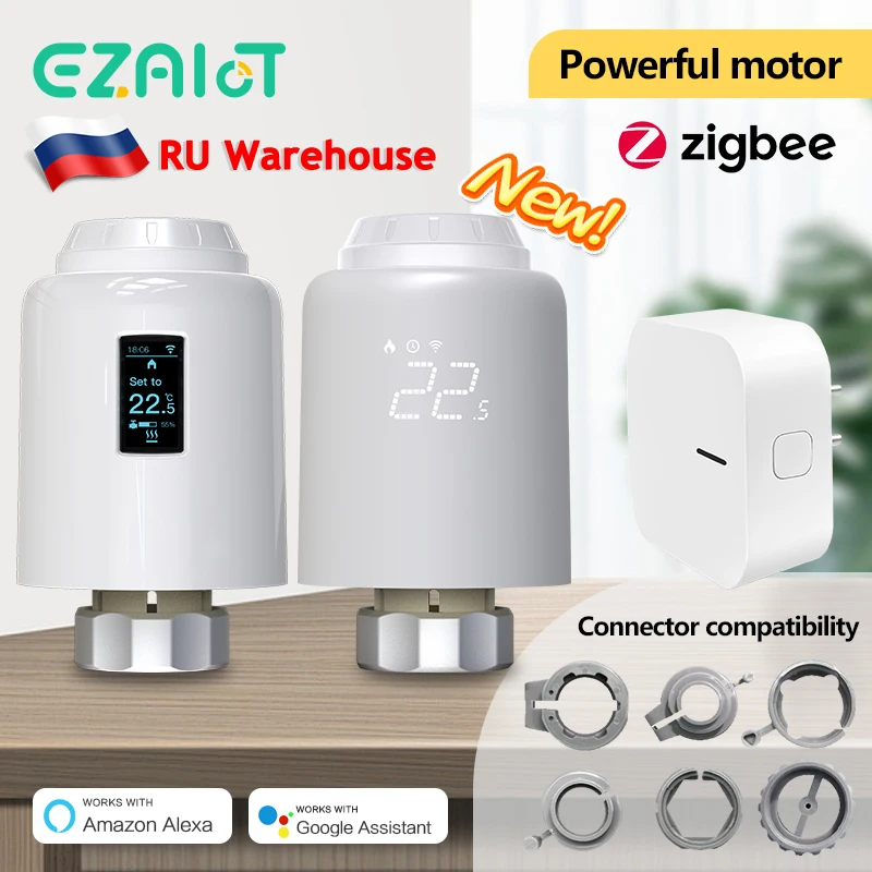 Zigbee Trv Wifi Radiador Termostato Válvula Tuya Smart Life App Controlador de Aquecimento de Temperatura Atuador Termostático Suporte Controle de Voz Google Home Assistant Amazon Alexa Yandex Alice