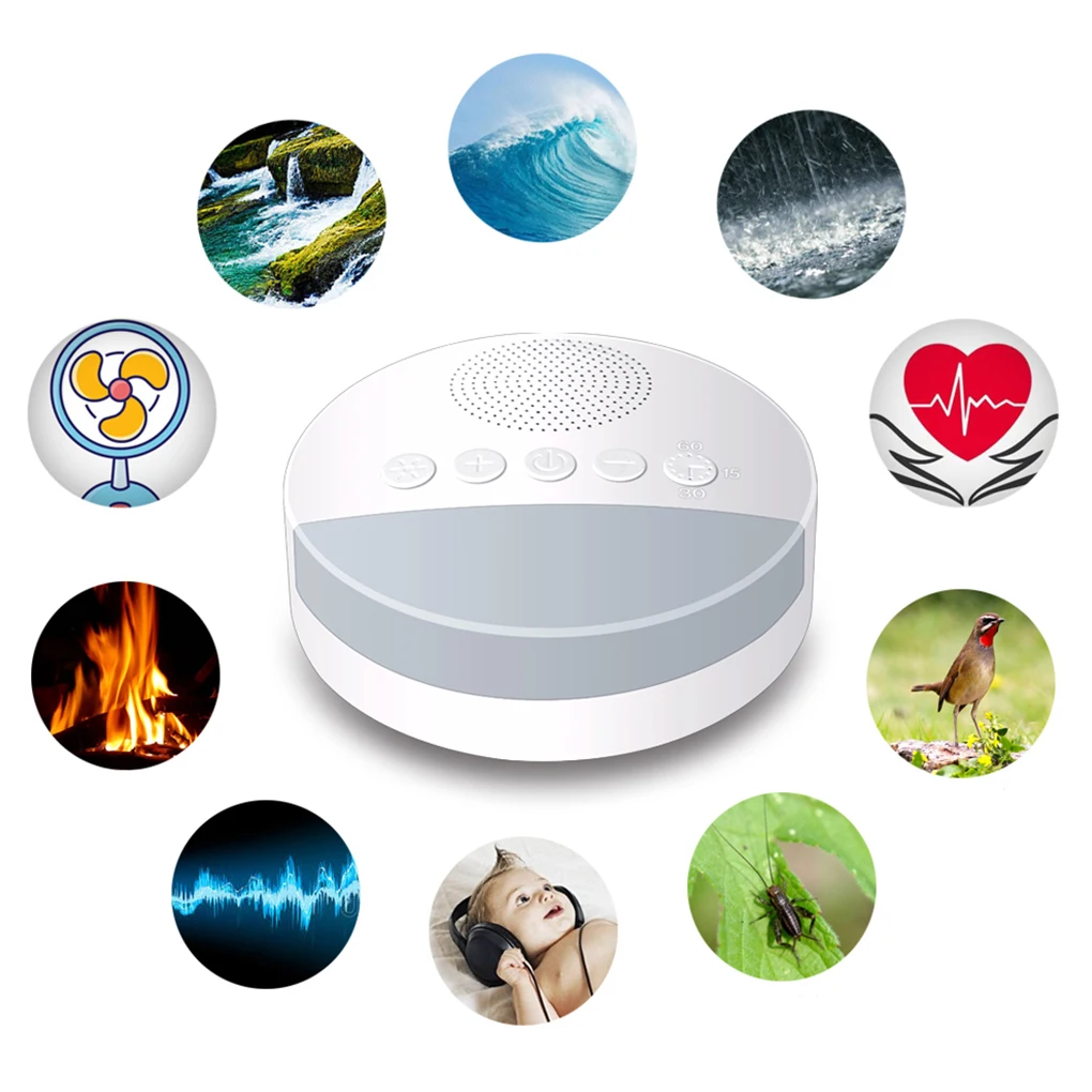 

White Noise Machine Baby Sleep Soother Sound Player Night Light Auto-off Timer White Noise Player