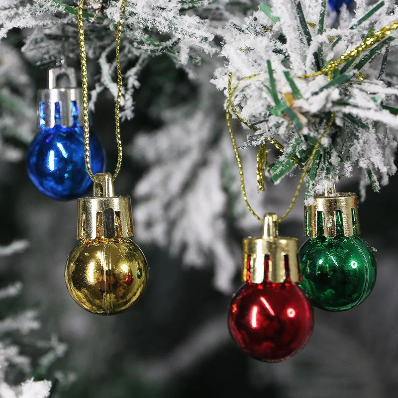 (24pcs/pack) 20mm Mini Color Christmas Ball Electroplating Bright Light Balls New Year Party Decoration Atmosphere Photo Pendant