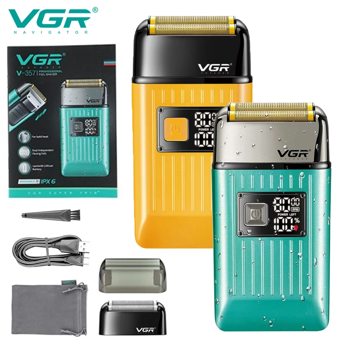 

Electric Shaver Professional Razor Beard Trimmer Shaving Machine Waterproof Rechargeable Foil Shaver for Bald Beard VGR V-357