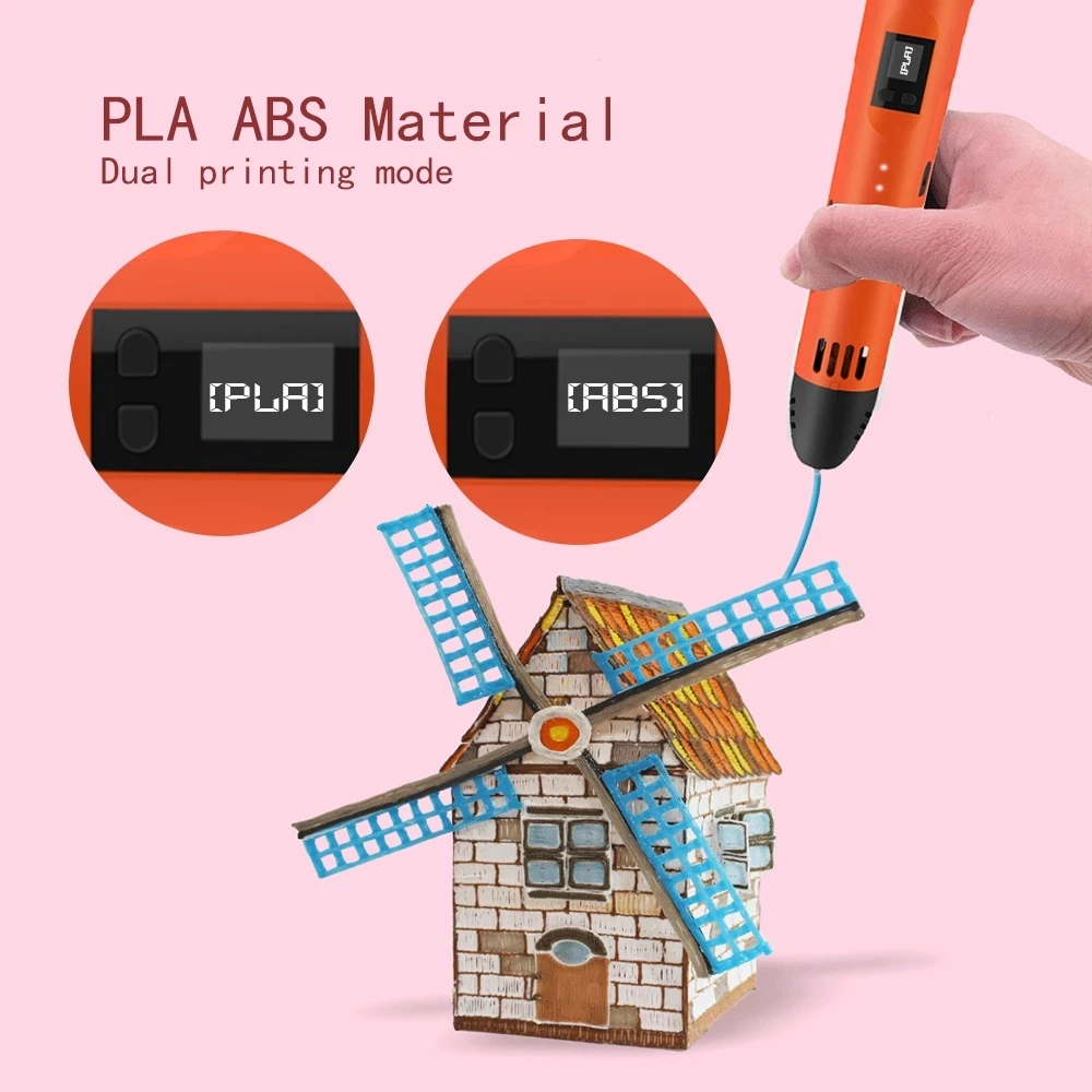 QCREATE 3D Printing Pen 1.75mm PLA ABS Filament LCD Display 8 Speeds 60 To 245 Degree Celsius Temperature Adjustable 3d printing pen 3d printing pen filament