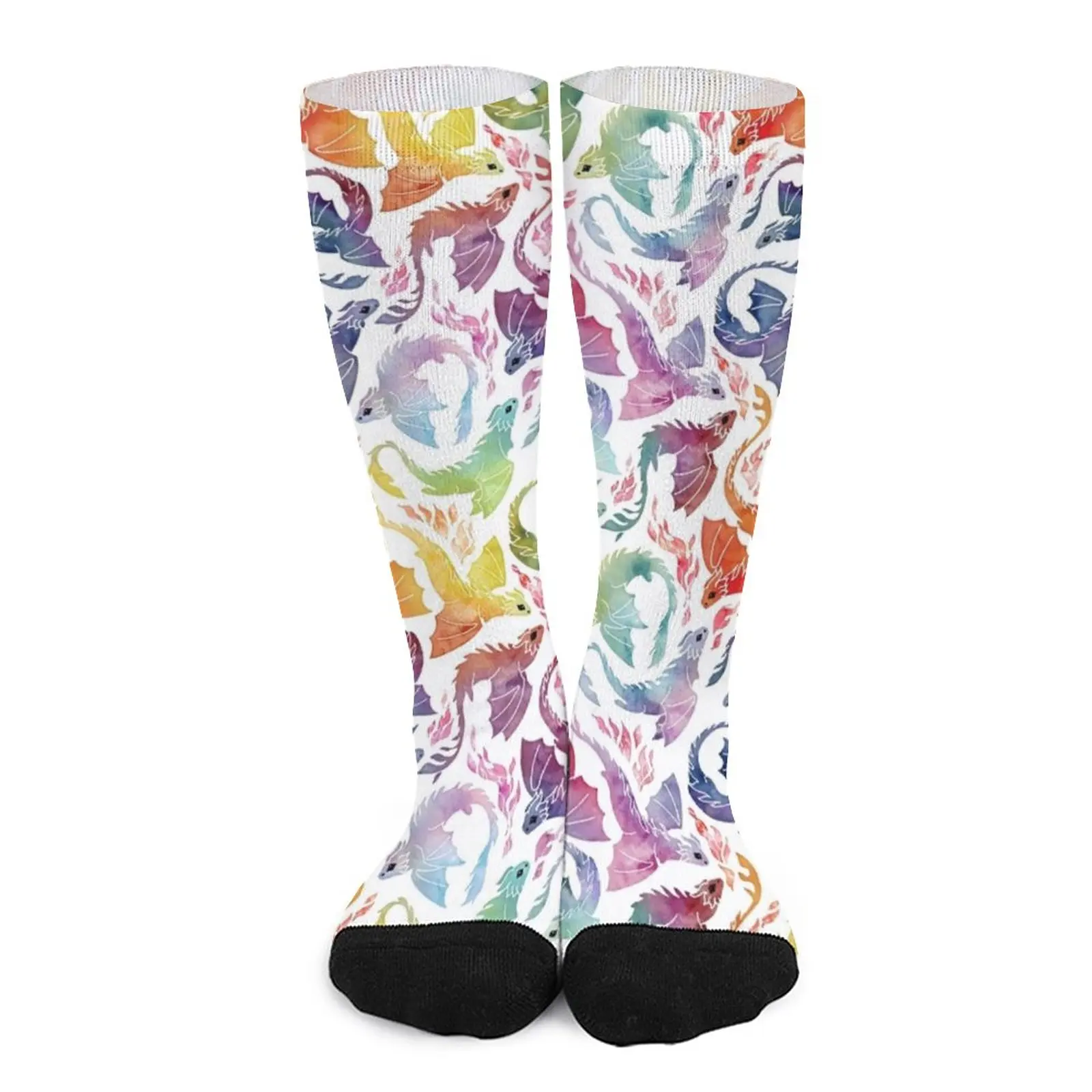 Dragon fire rainbow Socks custom socks funny socks for Women valentines day gift for boyfriend shoes