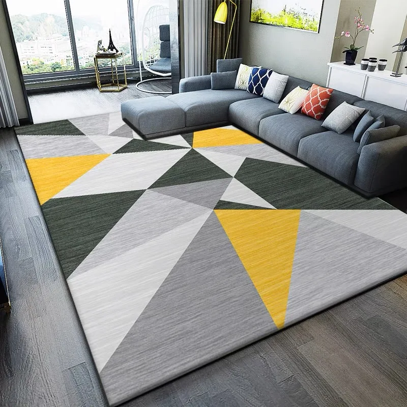 VIKAMA Crystal Velvet Nordic Geometric Home Living Room Carpet Wear-Resistant Anti-Slip Large Area Full Carpet