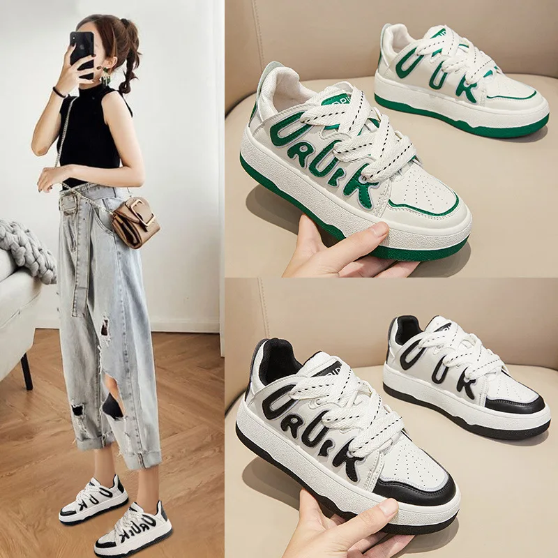 2022 sports sneakers leather couple white shoes color matching men and