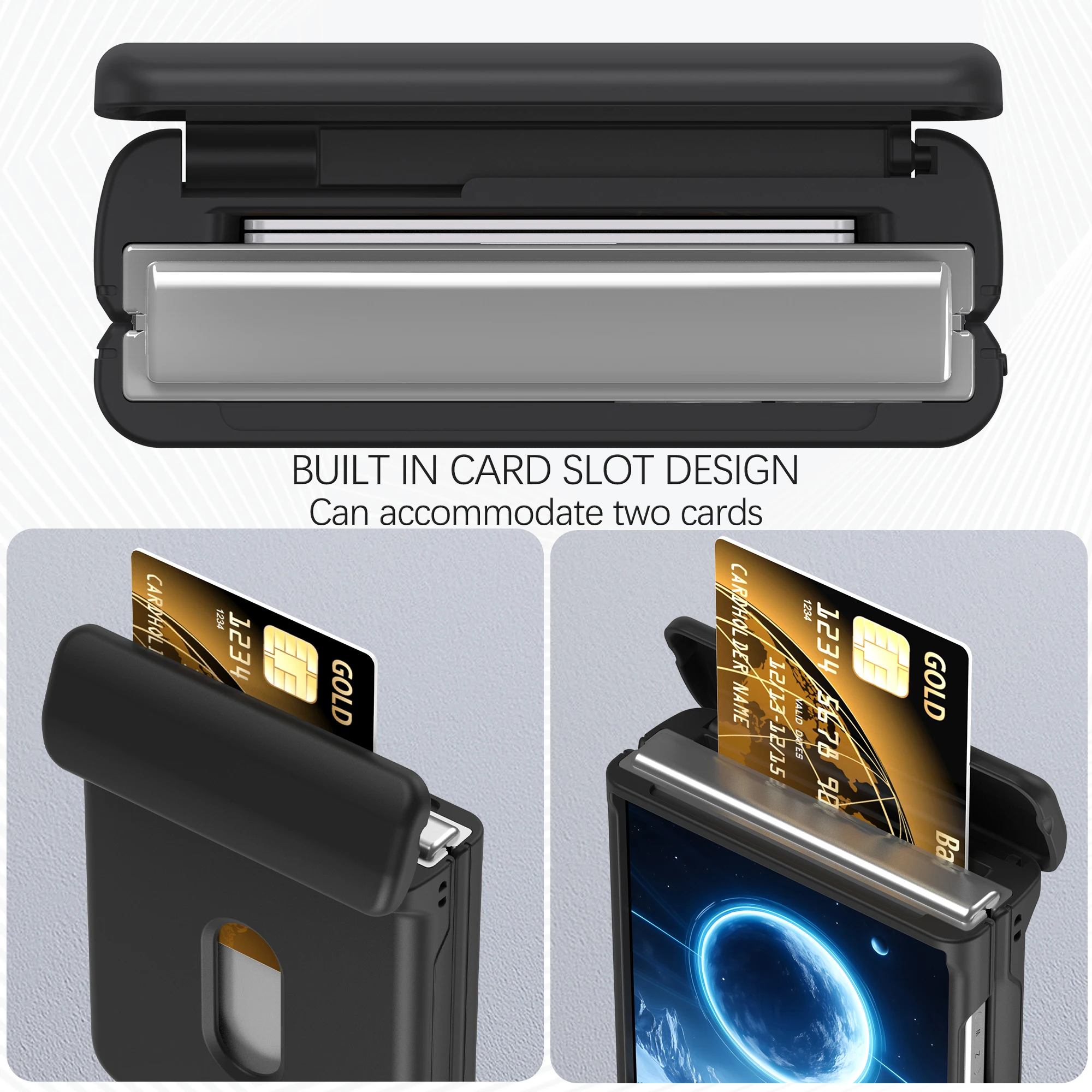 Enhanced Anti-Drop Shockproof Protective Phone Case with Card Holder and Hinge Full-Pack Design