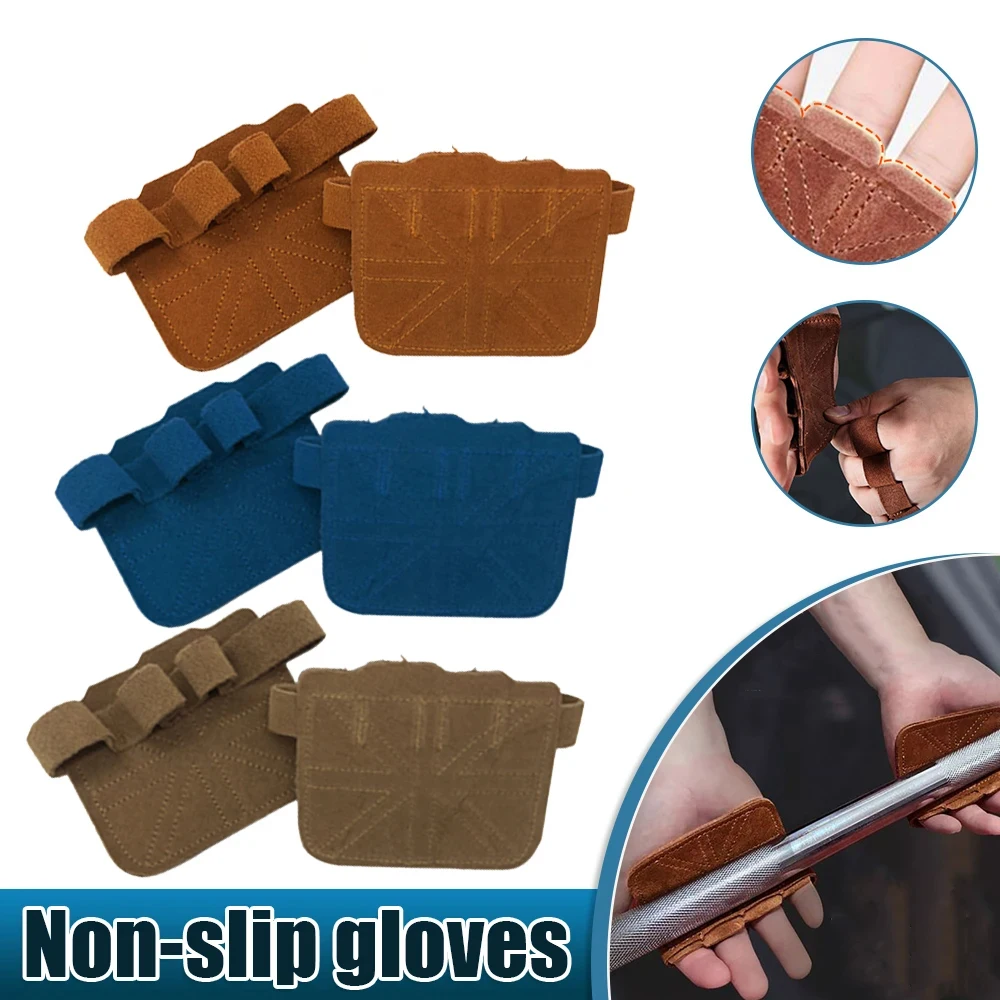 Cowhide Gym Gloves Grips Anti-Skid Weight Power Belt Lifting Pads Deadlift Belt Workout Crossfit Fitness Gloves Palm Protection