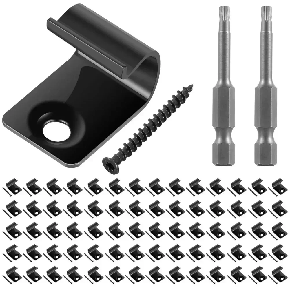 100PCS Composite Deck Clip Outdoor Flooring Fasteners Stainless Steel Black Decking Clips Start Clips Furniture Accessories