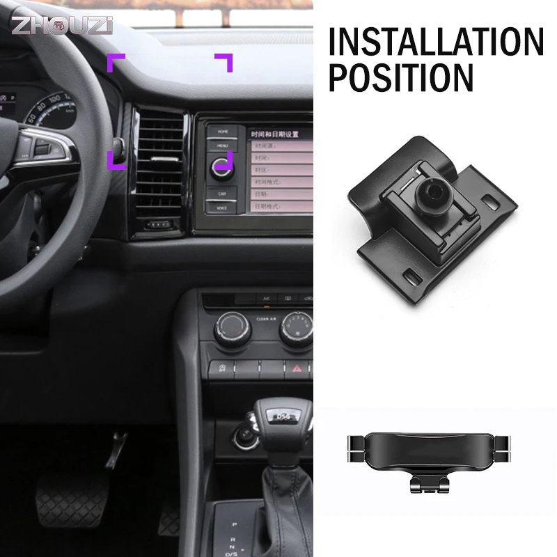 Car Mobile Phone Holder For Skoda Kodiaq GT-Air Vent Mounts Stand GPS Gravity Navigation Bracket