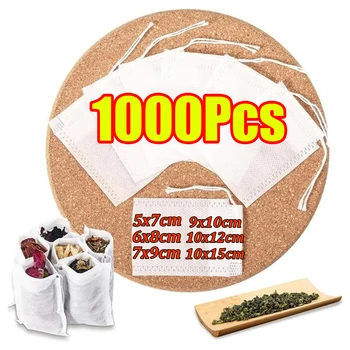 100-1000Pcs Disposable Tea Filter Bags Coffee Filter Paper Bag Empty Loose Tea Bags Non-woven Fabric Tea Bag for Herb Spice 1