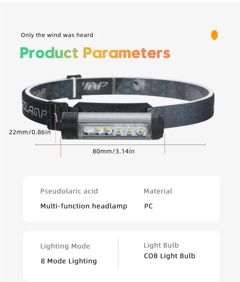 Description Picture 4 of itemPortable Mini LED Headlight USB Charging Red Warning Light Headlight Clip Waterproof Flashlight Camping Fishing Magnetic Light