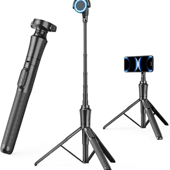 마그네틱 셀카봉 휴대폰 삼각대, 무선 리모컨 포함, 확장형 휴대폰 삼각대 스탠드, 맥세이프 호환, 62 인치 상품 이미지