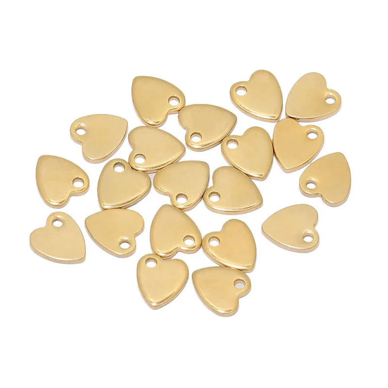 

20pcs Stainless Steel Small Flat Heart Beads Pendant Charms for DIY Jewelry Making Necklace Ornaments
