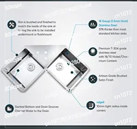 อ่างล้างจานมุมแบบติดตั้งใต้เคาน์เตอร์ ขนาด 30 นิ้ว ผิวซาติน ขัดเงา สีทอง ผลิตจากสแตนเลสสตีลเกรด 16 เหมาะสำหรับใช้ในครัว 6