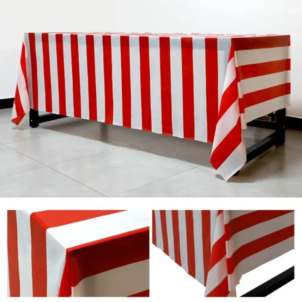 Tablecloth Table Cover Party Birthday Covers Striped Circus Stripe Picnic Dining Plastic Summer Cloth Clothes Wedding Christmas